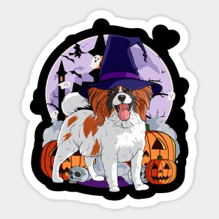 Papillon Cute Dog Scary Halloween Witch Pumpkin Sticker